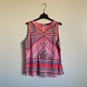 SJS Graphic Pink and Red Sleeveless Tank Top